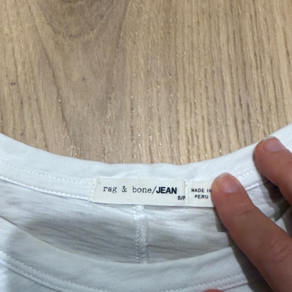 Rag & Bone White Tee with Heart Eyes Smiley Embroidery - Picture 5 of 6